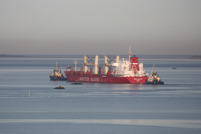 freight transportation, cargo container, sea, white, 2K, munkebo, no people, industrial ship, container, maritim, tug, nautical vessel, lauritzen, water