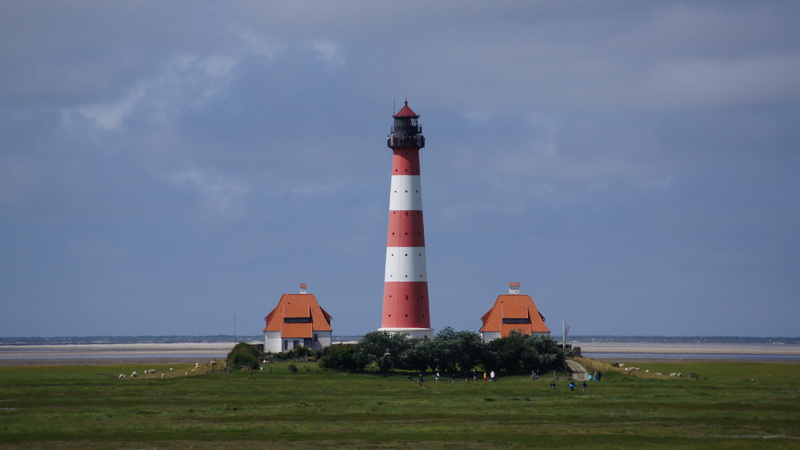 grass, summer, 4K, germany, maritime, north sea, cloud - sky, safety, perspective drawing, vacations, blue, day, daymark, architecture, building, westerhever lighthouse