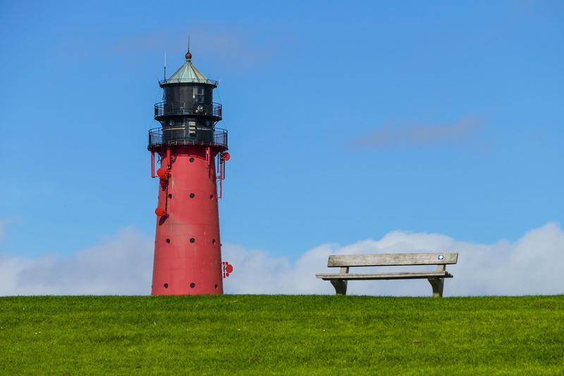guidance, building exterior, built structure, sky, tower, protection, direction, red, sea, no people, coast, day, pellworm, building, wadden sea, nordfriesland