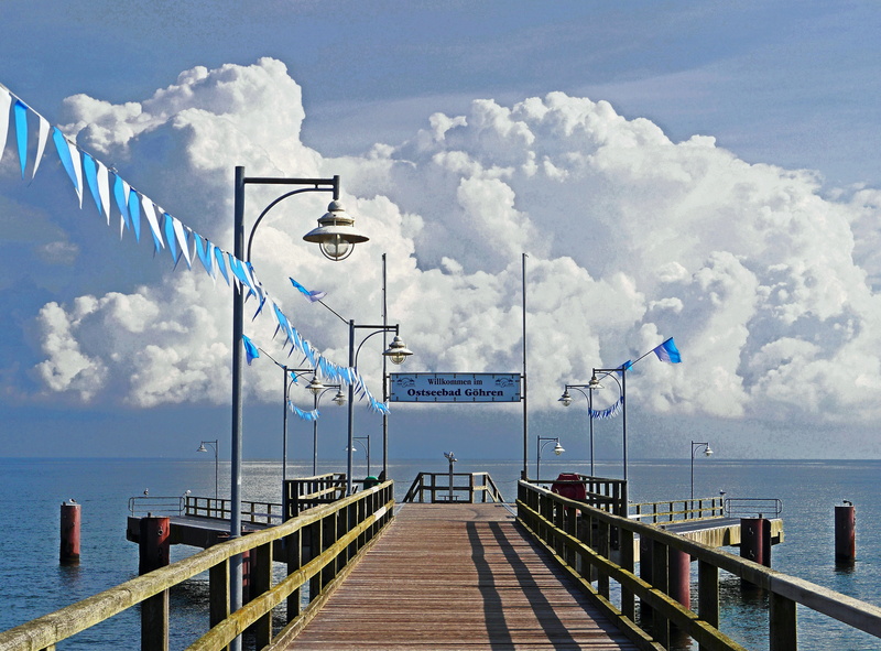 horizon over water, day, breakwater, water, clouds mountains, sky, waters, rügen, outdoors, beauty in nature, built structure, mönchgut peninsula, storm