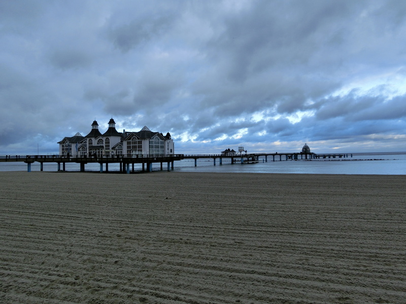 building, tranquil scene, sky, baltic sea, rügen island, outdoors, no people, sea bridge, pier, sand, clouds, water, evening, cloud - sky, coastline, sellin