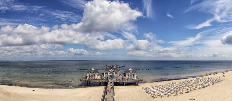 Rügen Island, scenics - nature, bank, water, no people, travel destinations, sky, Sellin, cloud - sky, rügen, seebrücke sellin, sea bridge, baltic sea
