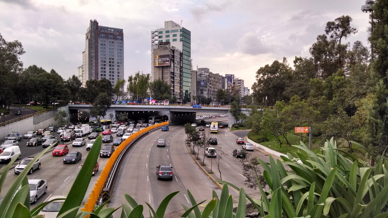 motion, transportation, highway, motor vehicle, plant, built structure, urban, mexico, federal, roads, building exterior, multiple lane highway, car, tree