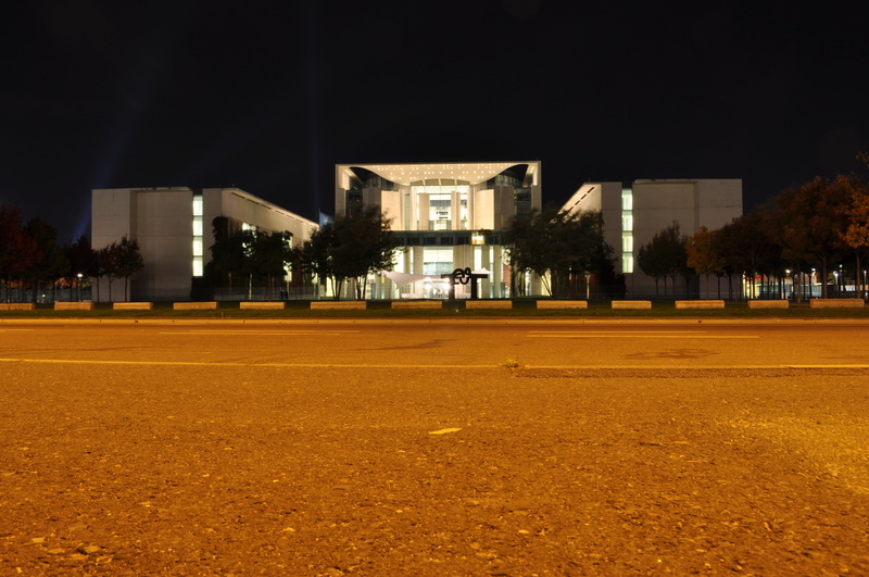 city life, chancellery, outdoors, tree, night, government, berlin, illuminated, building Exterior, germany, the past, facade, entrance, government district