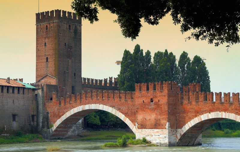 water, the past, sky, medieval, italy, no people, plant, river, nature, connection, travel destinations, bridge - man made structure, building exterior