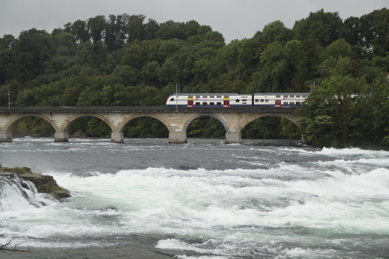 day, river, mode of transportation, nature, connection, rhine falls, built structure, arch bridge, arch, architecture, 5K, motion, transportation, waterfront