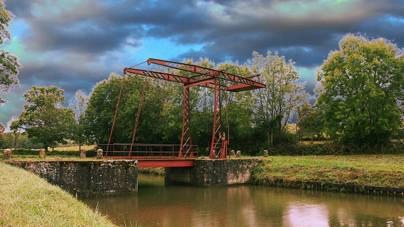 plant, the nivernais canal, day, 1080P, reflection, navigation, water courses, outdoors, cloud - sky, wood - Material, water, growth, burgundy, channels