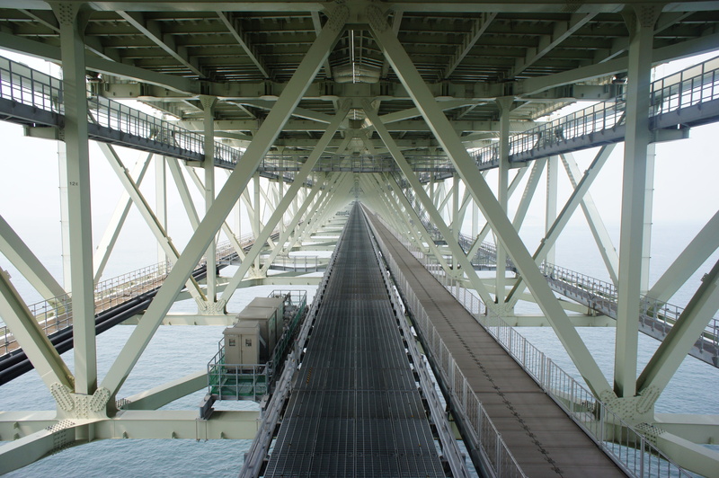 diminishing perspective, architecture, awaji island, vanishing point, built structure, 4K, bridge, no people, transportation, footbridge, akashi kaikyo bridge