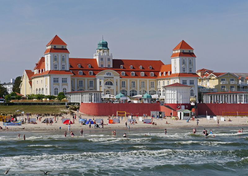 large group of people, baltic sea, day, real people, group of people, transportation, building exterior, binz, rügen island, canal, swim, island, tourism
