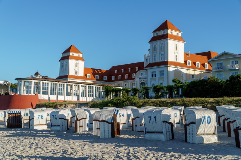 the past, summer, tourism, clear sky, nature, beach chair, place of worship, kurhaus, beach promenade, mecklenburg western pomerania, tower, island, no people