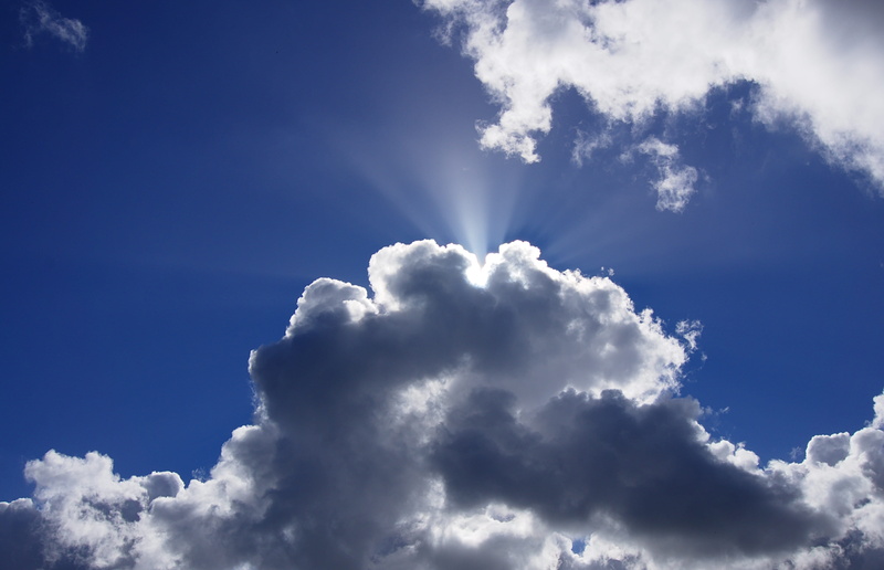 scenics - nature, blue, beauty in nature, idyllic, sunlight, clouds, deutschland, sunbeams, no people, softness, heaven, white color, cloud - sky, freedom