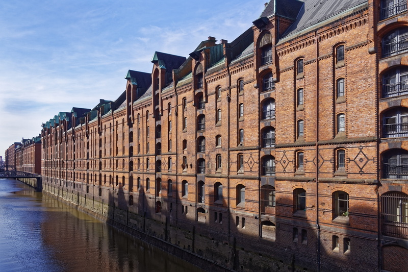 no people, nature, the past, elbe, hamburg, window, sky, landmark, transportation, built structure, cloud - sky, speicherstadt, outdoors, building exterior