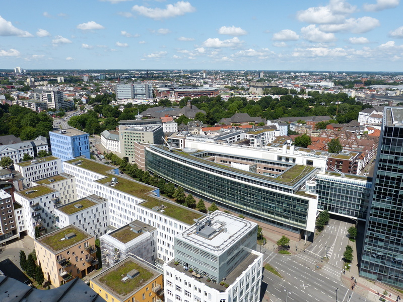 4K, aerial View, plant, sky, outdoors, road, crowded, tree, outlook, hamburg, day, building, cityscape, building exterior, high angle view, crowd, hanseatic city