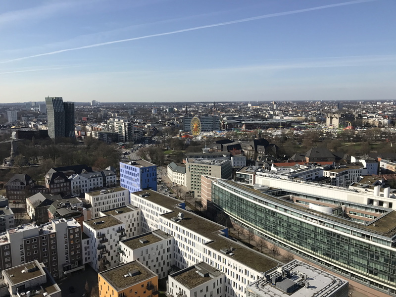 Skyline, outdoors, hanseatic city, germany, crowd, built structure, hamburg skyline, Hamburg, high angle view, residential district, building, tower, sky