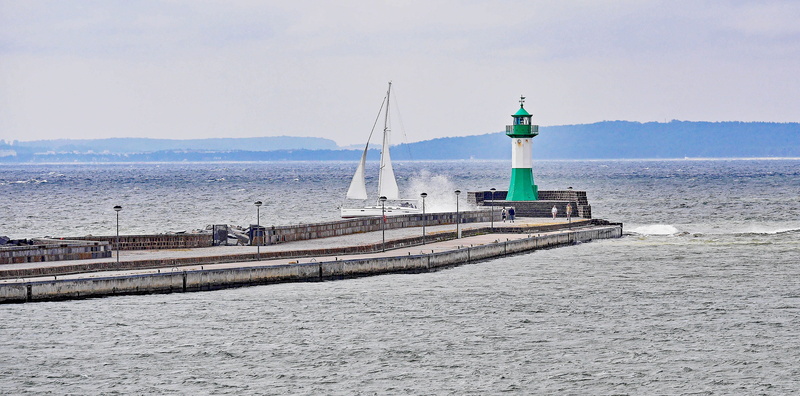 pier, 2K, protection, sassnitz, tower, bay, spray, baltic sea, no people, building exterior, security, angle, nature, sky, east wind, architecture, sailing boat