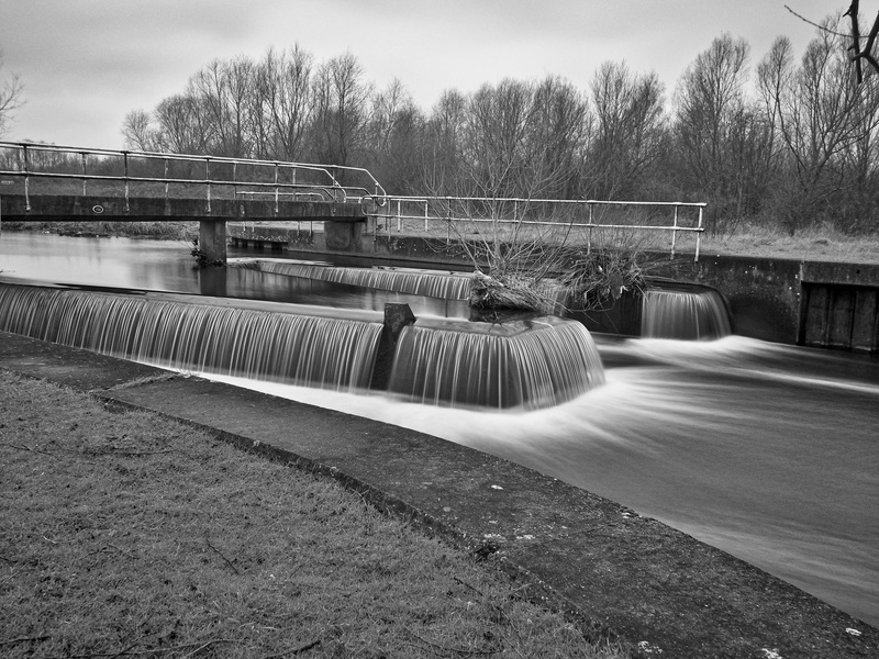 flow, no people, river, urban, black and white, sky, built structure, road, dam, architecture, black-and-white, nature, industry, motion, light, flowing water