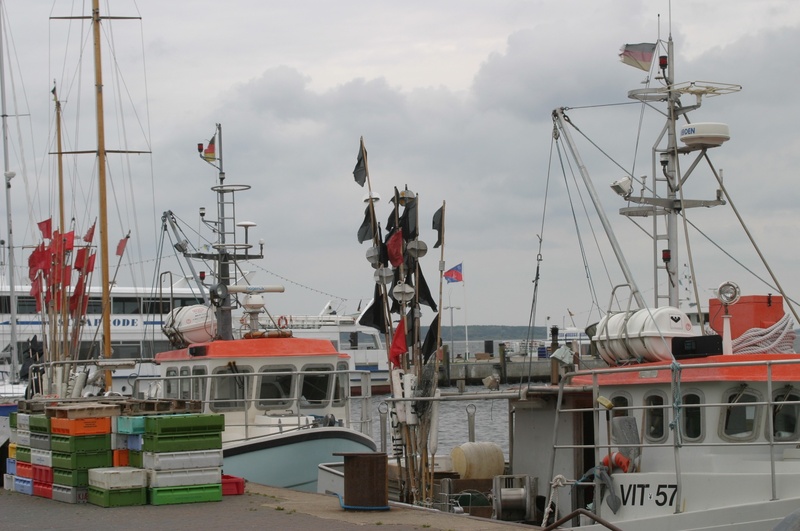 mode of transportation, fishing, nautical vessel, building exterior, ship, port, passenger craft, built structure, commercial dock, rügen island, cloud - sky