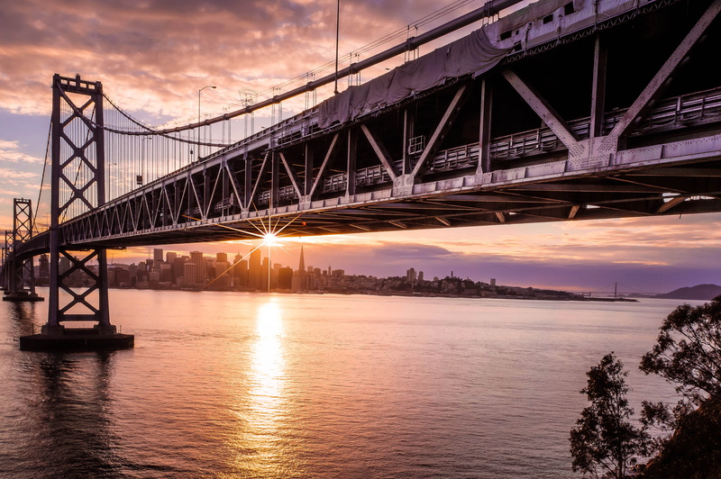 famous Place, architecture, sunset, bridge, river, night, uSA, hour, dusk, urban Skyline, urban Scene, new York City, golden, photo, 4K, suspension Bridge
