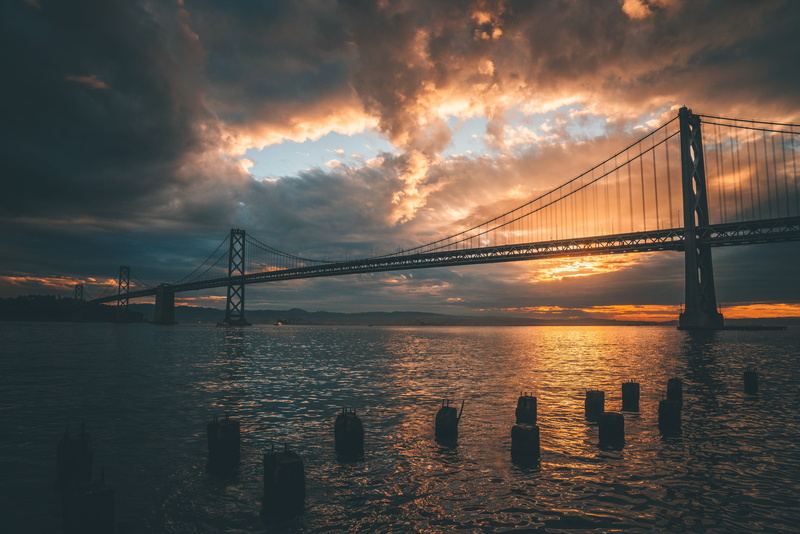 waterfront, gate, 5K, suspension, silhouette, travel, bridge, transportation system, san francisco, transportation, water, built structure, engineering
