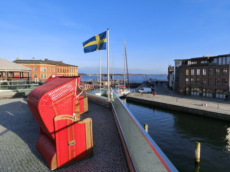 nautical vessel, sweden, transportation, moored, 4K, built structure, water, mode of transportation, stralsund, patriotism, building exterior, beach chair