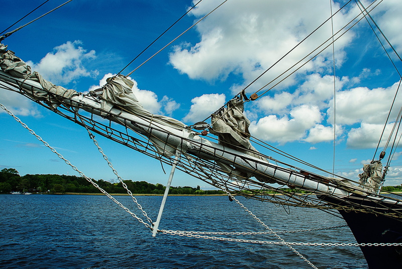 sky, pole, mast, sailing ship, sailing, nature, sailboat, 4K, cloud - sky, rigging, day, transportation, nautical vessel, bug, stralsund, clouds, mode of transportation