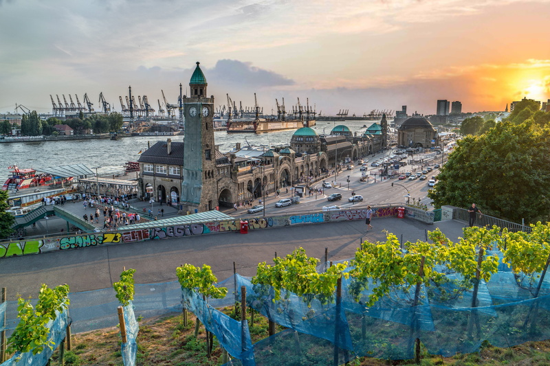 sunset, no people, water, cloud - sky, sky, port, place of worship, elbe, travel destinations, st pauli, transportation, belief, 5K, spirituality, outdoors