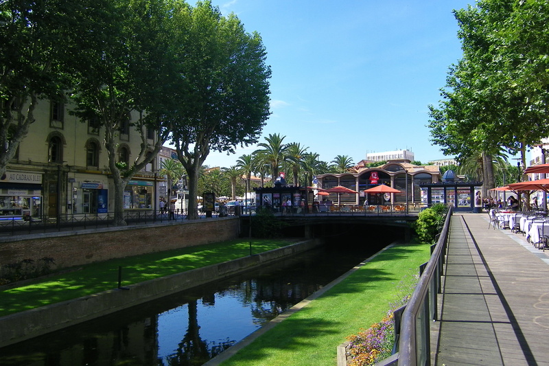 waterfront, water, real people, 2K, architecture, tree, the banks of the bass, the quays, city, growth, reflection, sky, perpignan, swimming pool, built structure