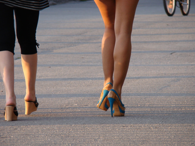 motion, shoe, friendship, details, bridge, fashion, low section, heels, human limb, limb, womens, legs, high heels, women, adult, quay, human leg, mini skirt