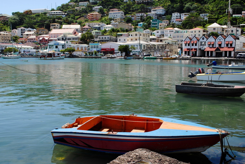 coastal, daytime, near, town, rowboat, colorful, waterfront, seaport, shore, paradise, building exterior, grenada, moored, coast, mode of transportation