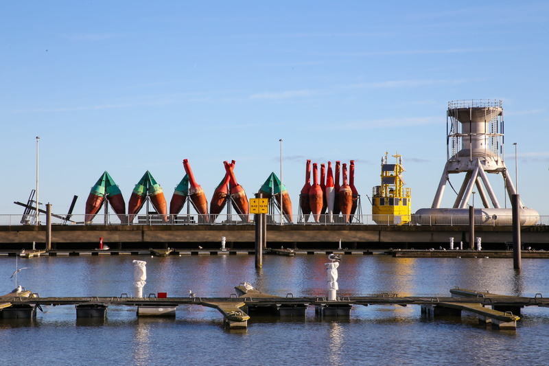 day, buoys, nautical vessel, 5K, reflection, architecture, transportation, water, waterfront, pier, building exterior, nature, blue, built structure, cuxhaven