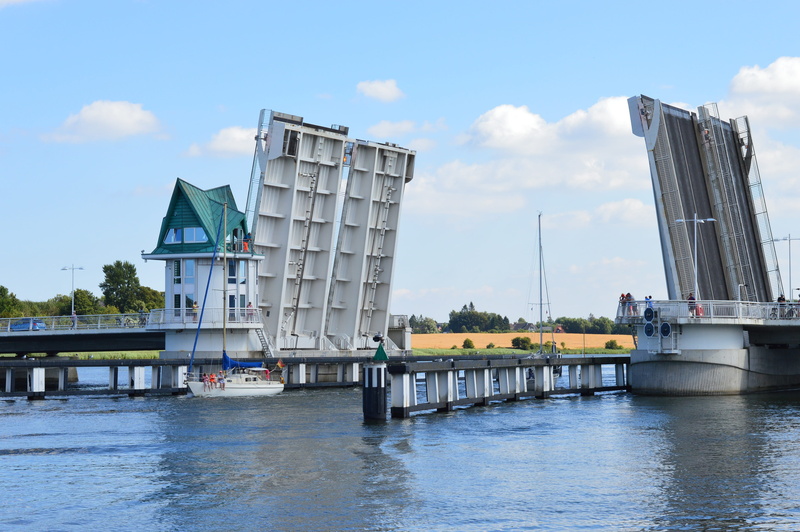 building, bridge, bridge - man made structure, sailing boats, transit, day, water, schlei, sky, 4K, nature, transportation, bascule bridge, built structure
