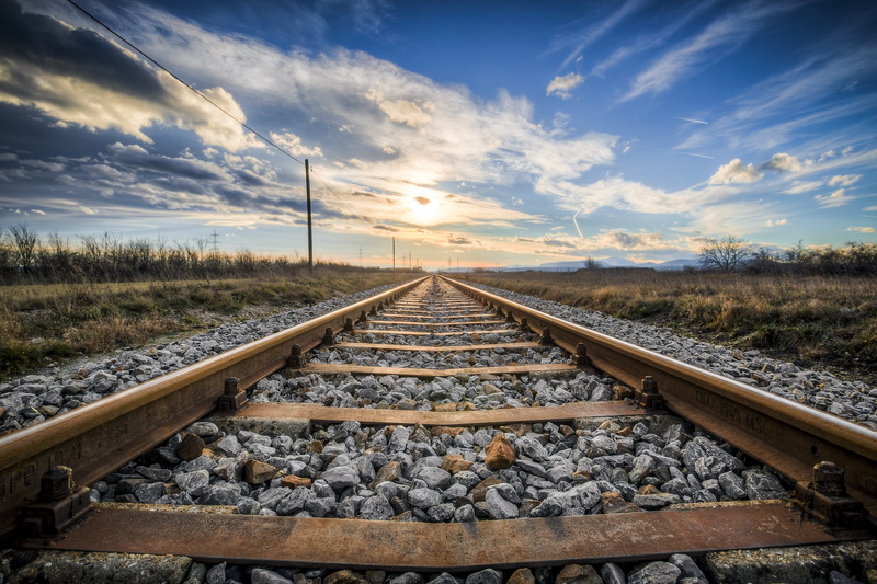 no people, daylight, gravel, nature, sunset, rail transportation, rock, grass, railroad track, solid, plant, direction, rock - object, landscape, 2K, scenics - nature