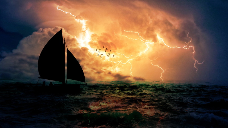 ship, water, communication, lightning, thunderstorm, warning sign, nature, weather, ocean, storm, no people, 2K, sea, ominous, sailing, power, thunder