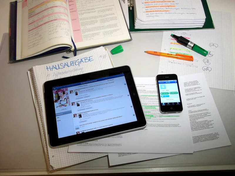 desk, black, table, technology, text, social media, furniture, homework, iPad, computer, paper, white paper, white, book, wireless technology, social networking