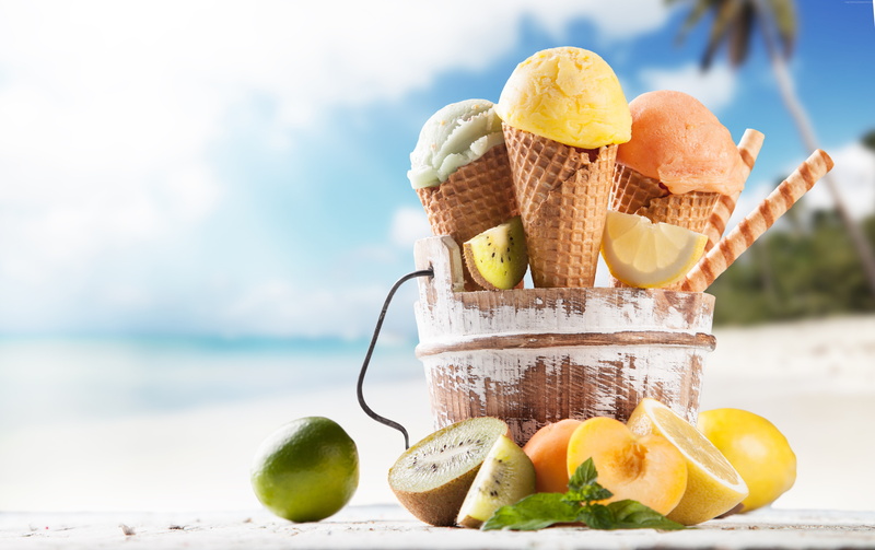 delicious, 5K, apricot, lime, lemon, 8k, ice cream, beach