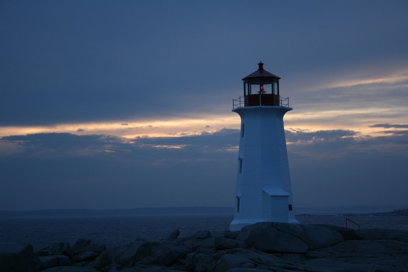 house, white, horizon over water, sunset, navigation, light, safety, canada, sea, tranquility, golden, concrete, direction, tower, light house, building