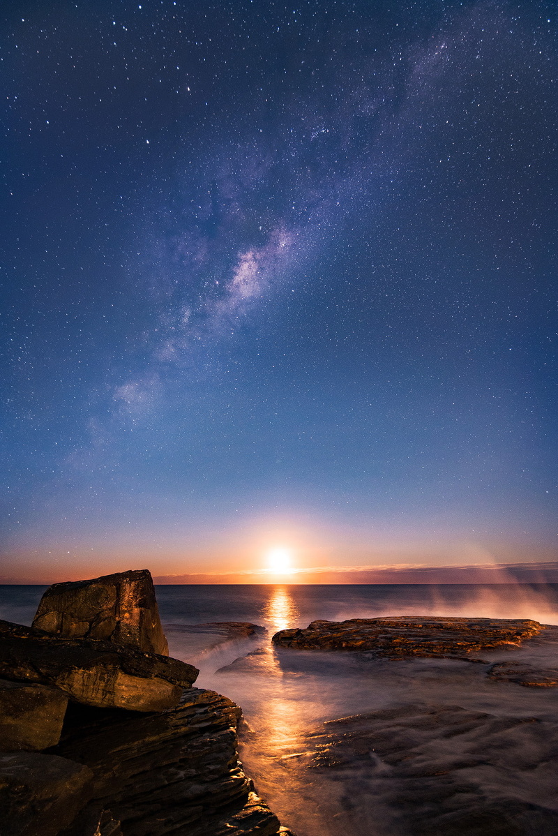 rock, sky, Australia, sunset, science, space and astronomy, rock - object, landscape, beach, galaxy, star - space, night, astronomy, scenics - nature, beauty in nature