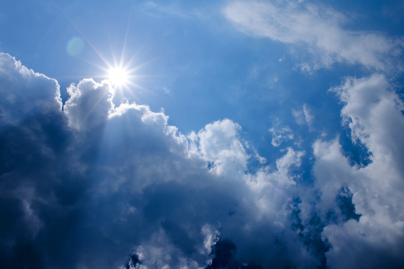 the midday sun, 5K, tranquil scene, cloudscape, bright, sunburst, tranquility, meteorology, low angle view, blue, cloud - sky, sunbeam, scenics - nature
