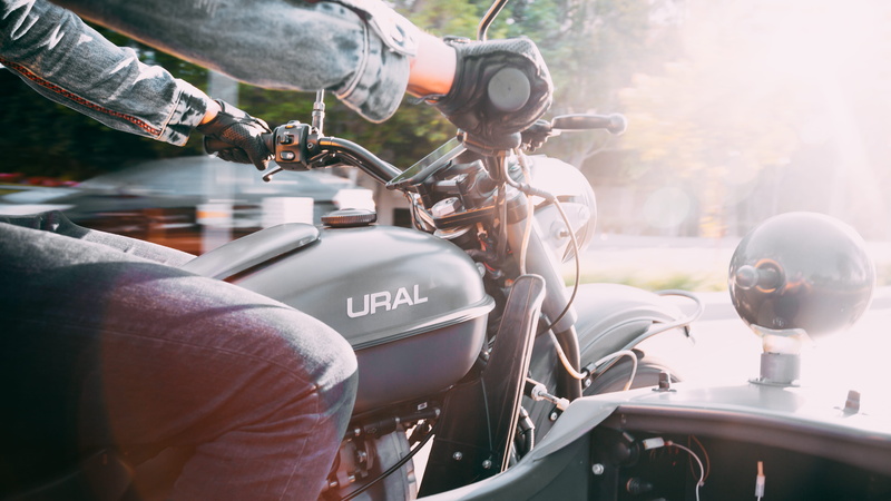 speedometer, ural, road, fast, leather, driving, adrenaline, sidecar, outdoors, wheel, sunburst, drive, motion, steering Wheel, people, blur, speed, biker