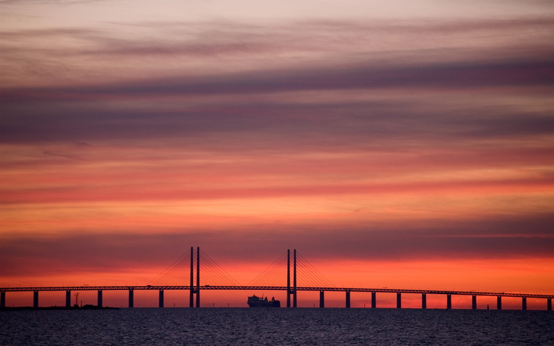 city, tranquil scene, dusk, Sweden, dramatic sky, sunset, romantic sky, horizon, nature, architecture, photography, cloud - sky, bridge - man made structure