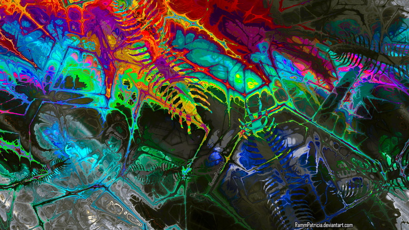 1080P, colorful, digital art, centipede, abstract, iridescent, RammPatricia, insect, digital
