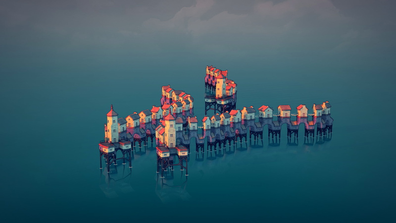 video games, domesticated animals, skyline, centipede, 2K, Townscaper, video game art, town