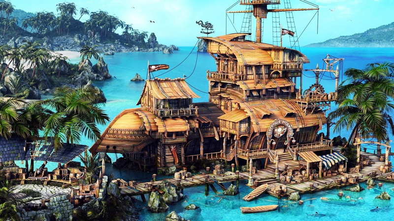 taverns, coves, abstract, pirates, tavern, 3d and abstract, cove, pirate, digital, fantasy, 1080P