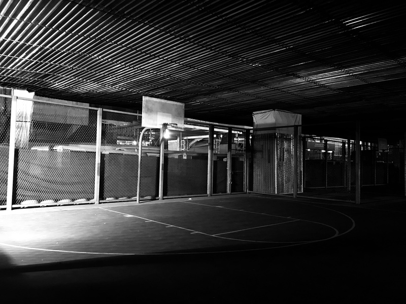 architectural column, concrete, court, parking lot, pattern, sport, absence, lighting equipment, empty, east river, john v. lindsay east river park, nyc