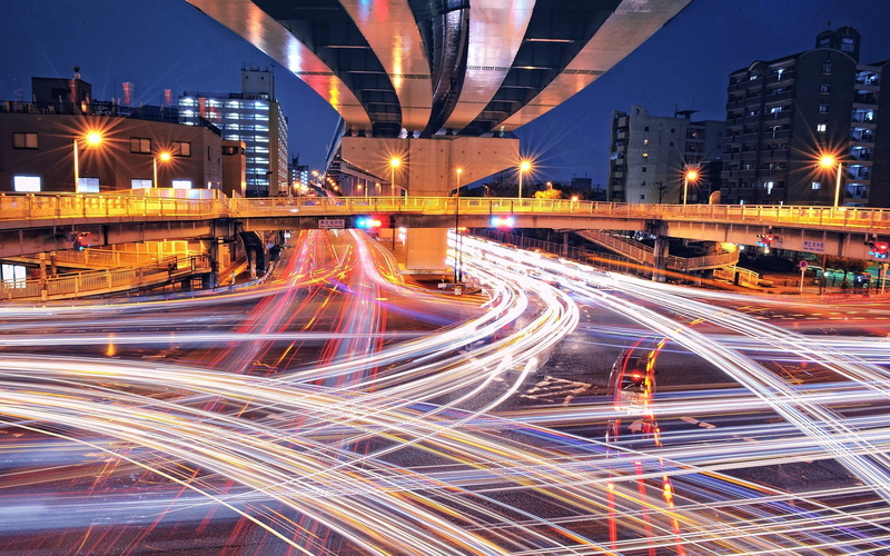 traffic, japan, bridge - Man Made Structure, shutter speed, business, tower, road, modern, urban Skyline, bridge, tail Light, light trail, street, vehicle light