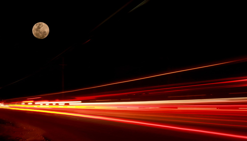 long exposure, illuminated, motion, car, scene, long, moon, no people, india, architecture, travel, fast, kerala, night photography, double exposure, blurred motion