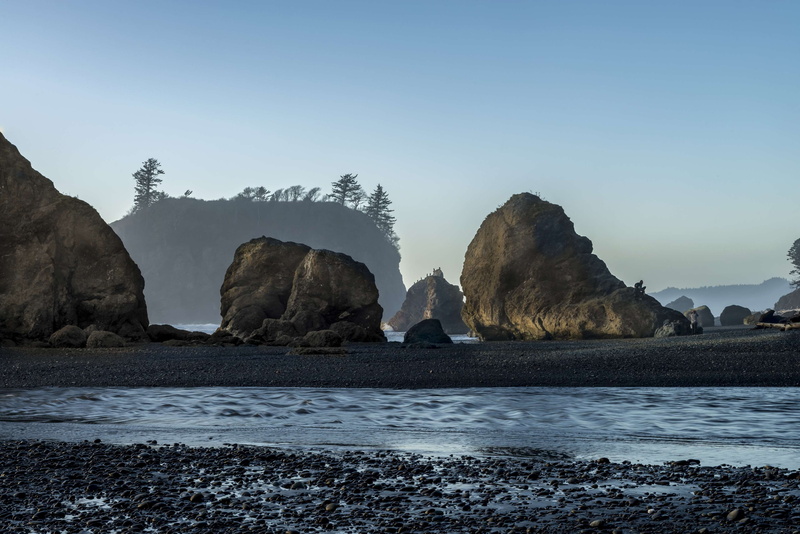 non-urban scene, tide, scenics - nature, nature, 4K, seascape, clear sky, scene, sea, stream, olympic national park, idyllic, surf, rock formation, no people
