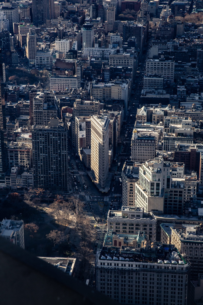 modern, built structure, aerial view, flat iron, roads, landscape, apartments, new york, traffic, tower, nature, outdoors, high angle view, office, city