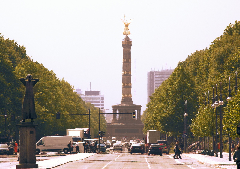 travel destinations, road, tourism, germany, built structure, berlin, car, building exterior, city, transportation, morning, autos, outdoors, nature, architectural column