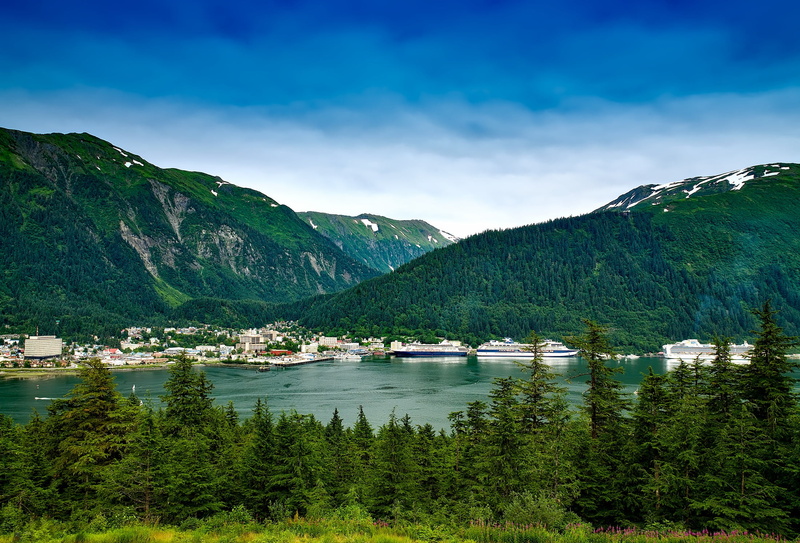 cities, valley, sky, outdoors, tree, travel, plant, mountains, tranquility, hdr, alaska, salt, mountain, holiday, clouds, scenics, view, water, 1080P